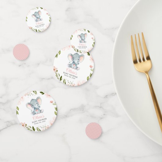Elephant, roze Waterverf Flowers, Baby shower Confetti (Groep)