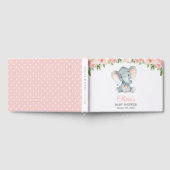 Elephant, roze Waterverf Flowers, Baby shower Gastenboek (Volledig)