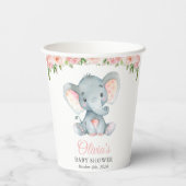 Elephant, roze Waterverf Flowers, Baby shower Papieren Bekers (Achterkant)