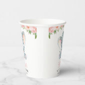 Elephant, roze Waterverf Flowers, Baby shower Papieren Bekers (Rechts)