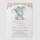 Elephant, roze Waterverf Flowers, Baby shower Vellum Uitnodigingen (Voorkant)