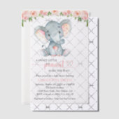 Elephant, roze Waterverf Flowers, Baby shower Vellum Uitnodigingen (Offset (Uitnodiging))
