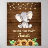 Elephant Rustic Sunflower raad hoeveel pinda's Poster (Voorkant)