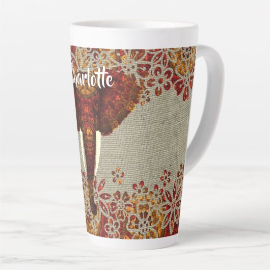 Elephant Rustige kleuren, op maat gemaakt Latte Mok (Rechterhoek)