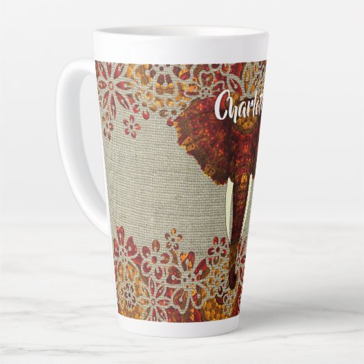 Elephant Rustige kleuren, op maat gemaakt Latte Mok (Linkerhoek)