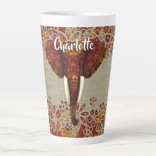 Elephant Rustige kleuren, op maat gemaakt Latte Mok (Voorkant)