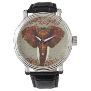 Elephant  Rustige kleuren Stijlvol Horloge
