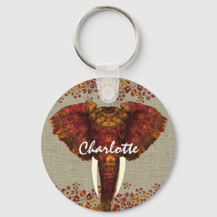 Elephant Rustige kleuren Stijlvol Sleutelhanger