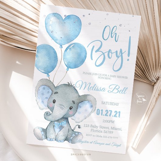Elephant Safari Baby shower Informatiekaartje