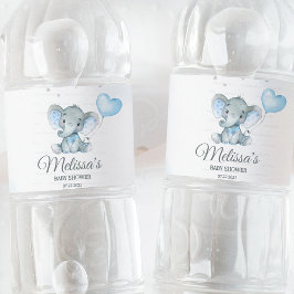 Elephant Safari Baby shower Waterfles Etiket