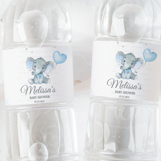 Elephant Safari Baby shower Waterfles Etiket