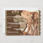 Elephant Safari Birthday Invitations Kaart (Voorkant)