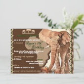 Elephant Safari Birthday Invitations Kaart (Staand voorkant)