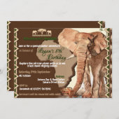 Elephant Safari Birthday Invitations Kaart (Voorkant / Achterkant)