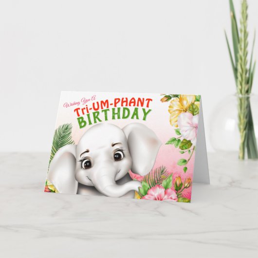 Elephant Safari Birthday Kaart (Voorkant)