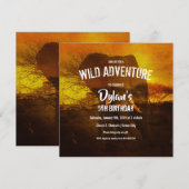 Elephant Safari Birthday Party Kaart (Voorkant / Achterkant)