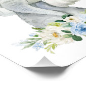 Elephant, Safari, Blue Flowers, Boy Nursery Foto Afdruk (Hoek)