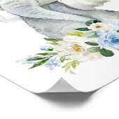 Elephant, Safari, Blue Flowers, Boy Nursery Poster (Hoek)
