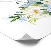 Elephant, Safari, Blue Flowers, Boy Nursery Poster (Hoek)