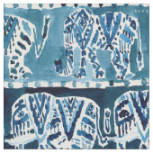 ELEPHANT SAFARI Boho Deep Indigo Waterverf Stof (Close Up)