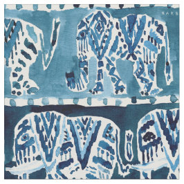 ELEPHANT SAFARI Boho Deep Indigo Waterverf Stof