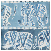 ELEPHANT SAFARI Boho Tribal Indigo Waterverf Stof (Close Up)