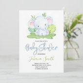 Elephant Safari Boy Baby shower Invitation Kaart (Staand voorkant)