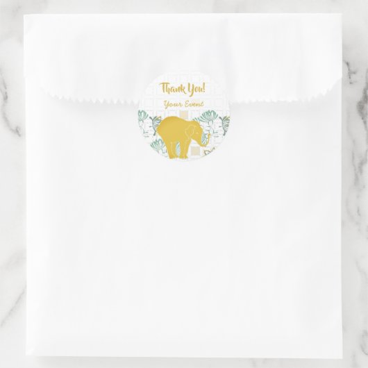 Elephant Safari Floral Oerwoud Zoo | Dank u Ronde Sticker (Tas)