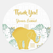 Elephant Safari Floral Oerwoud Zoo | Dank u Ronde Sticker (Voorkant)
