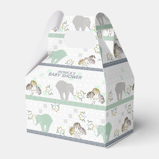 Elephant Safari Green | BABY SHOWER Bedankdoosjes (Voorkant Zijde)