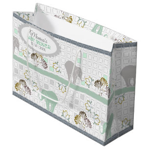 Elephant Safari Green   BABY SHOWER Groot Cadeauzakje
