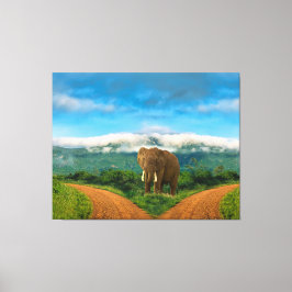Elephant Safari Intersection Canvas Art Afdruk
