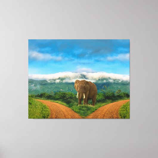 Elephant Safari Intersection Canvas Art Afdruk (Voorkant)