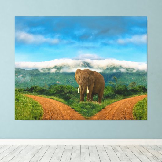 Elephant Safari Intersection Canvas Art Afdruk (Insitu (Houten vloer))
