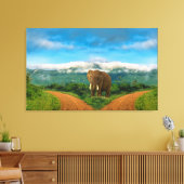 Elephant Safari Intersection Wall Art Canvas Afdruk (Insitu (Woonkamer))