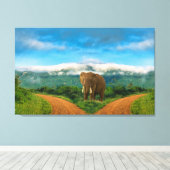 Elephant Safari Intersection Wall Art Canvas Afdruk (Insitu (Houten vloer))