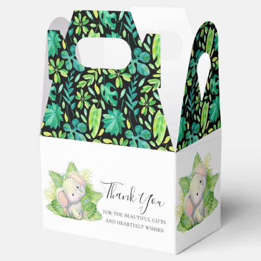 Elephant Safari Leaves Favor Box Bedankdoosjes (Geopend)