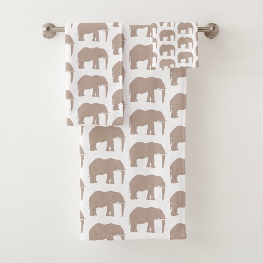 Elephant Safari Pattern Bath Towel Set Bad Handdoek (Insitu)