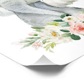 Elephant, Safari, Pink Flowers, Girl Nursery Foto Afdruk (Hoek)