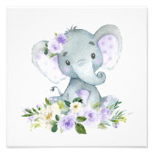 Elephant, Safari, Purple Flowers, Gender Neutral Foto Afdruk (Voorkant)