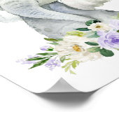 Elephant, Safari, Purple Flowers, Gender Neutral Poster (Hoek)