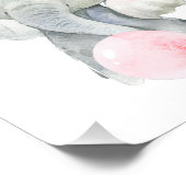 Elephant, Safari, Roze Bubble Gum, Girl Nursery Foto Afdruk (Hoek)