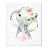 Elephant, Safari, Roze Bubble Gum, Girl Nursery Foto Afdruk (Voorkant)