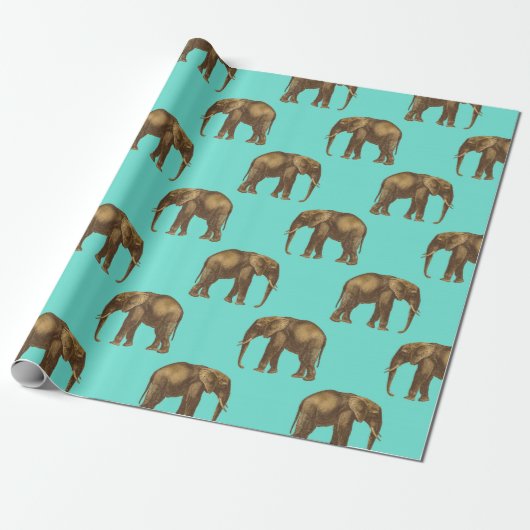 Elephant Safari Wildlife Cadeaupapier (Uitgerold)