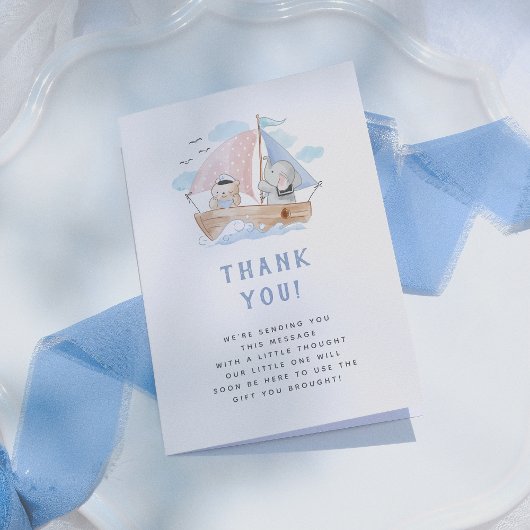 Elephant Sailboat Baby shower Bedankt