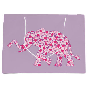 Elephant samengesteld uit kleine roze harten groot cadeauzakje