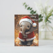 Elephant Santa Briefkaart (Staand voorkant)