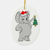 Elephant Santa Hat Keramisch Ornament (Voorkant)