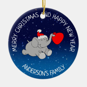 Elephant Santa Keramisch Ornament