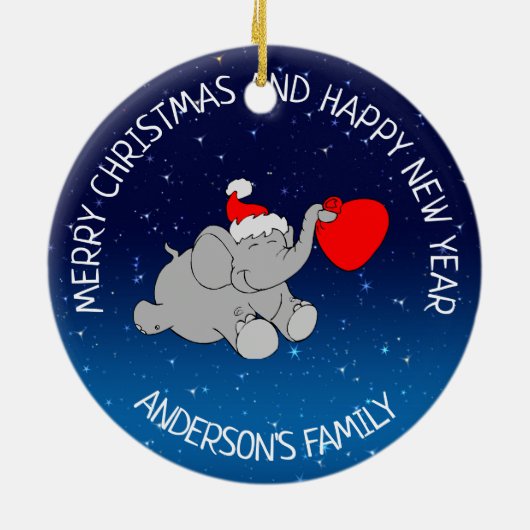 Elephant Santa Keramisch Ornament (Achterkant)